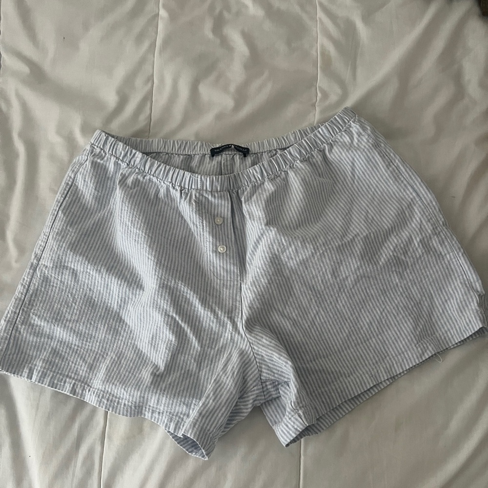 Brandy Melville Blue and White Striped Shorts